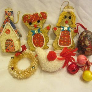 VTG 60'S & 70'S HOMEMADE ORNAMENTS, SET OF 7